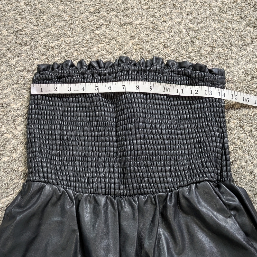 Anthropologie Black Strapless Smocked Leather Jumpsuit - Picture 10 of 10